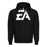 Black #electronicArts EA  white Zipper Hoodie - DesigneFamous