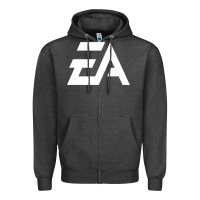 Charcoal Heather #electronicArts EA  white Zipper Hoodie - DesigneFamous