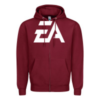 Burgundy #electronicArts EA  white Zipper Hoodie - DesigneFamous