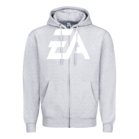 Heather Grey #electronicArts EA  white Zipper Hoodie - DesigneFamous