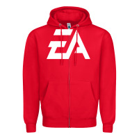 Red #electronicArts EA  white Zipper Hoodie - DesigneFamous