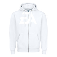 White #electronicArts EA  white Zipper Hoodie - DesigneFamous