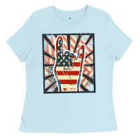 Baby Blue Freedom rock hand Ladies Tee - FaDigitalArtStudio