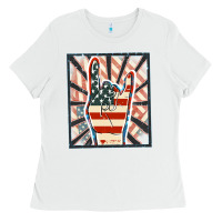 White Freedom rock hand Ladies Tee - FaDigitalArtStudio