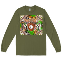 Army Green Baseball Mom Long Sleeve Tee - CowhideDigitalArt