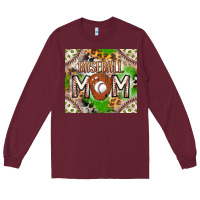Burgundy Baseball Mom Long Sleeve Tee - CowhideDigitalArt