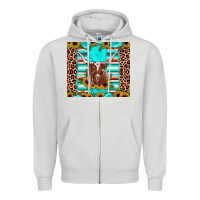 Dove Grey texas longhorn sunflower gemstone Zipper Hoodie - JahusDesignShop