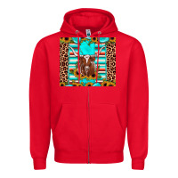 Red texas longhorn sunflower gemstone Zipper Hoodie - JahusDesignShop