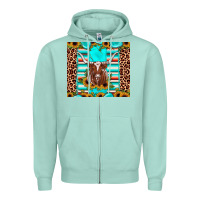 Seafoam texas longhorn sunflower gemstone Zipper Hoodie - JahusDesignShop