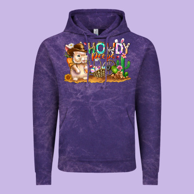 Easter Howdy Peeps Bunny Vintage Hoodie Designed By Cowhidedigitalart