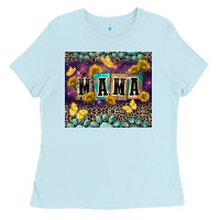 Baby Blue Mama with sunflowers Ladies Tee - FaDigitalArtStudio