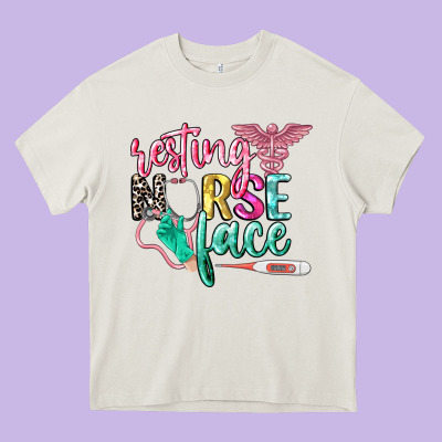 Resting Nurse Face Heavy Core Tee Designed By Cowgirlartshop