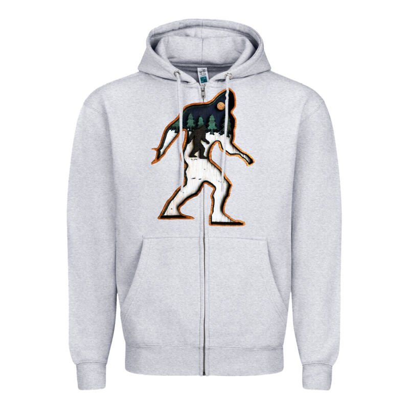 Bigfoot Wood Layered Christmas Zipper Hoodie by DesigneFamous | Teevron