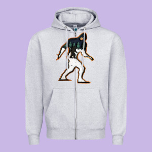Bigfoot Wood Layered Christmas Zipper Hoodie Designed By Designefamous