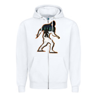 White bigfoot wood layered christmas Zipper Hoodie - DesigneFamous
