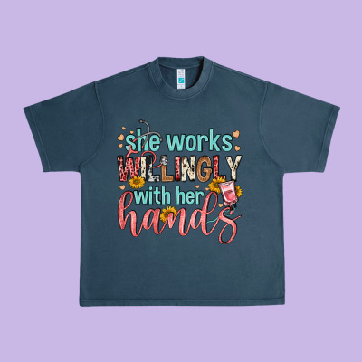 She Works Willingly With Her Hands Urban Heavy Tee Designed By Fadigitalartstudio