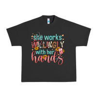Pigment Black she works willingly with her hands Urban Heavy Tee - FaDigitalArtStudio