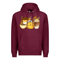Burgundy Bee Honey Coffee Cups Premium Hoodie - Artiststas