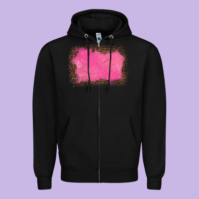 Gemstone Pink Leopard Background Zipper Hoodie Designed By Jahusdesignshop