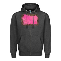 Charcoal Heather gemstone pink leopard background Zipper Hoodie - JahusDesignShop