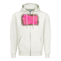 Oatmeal Heather gemstone pink leopard background Zipper Hoodie - JahusDesignShop