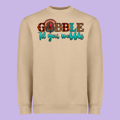 Gobble Til You Wobble Heavyweight Sweatshirt Designed By Jahusdesignshop