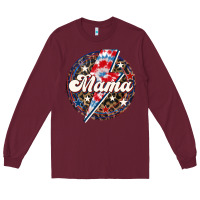 Burgundy Western Mama Patriotic 4th of July Long Sleeve Tee - LillyAllenDesigns
