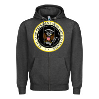 Charcoal Heather fake seal of the president of the united states Zipper Hoodie - DesigneFamous