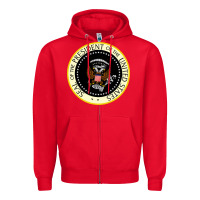 Red fake seal of the president of the united states Zipper Hoodie - DesigneFamous