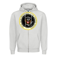 Dove Grey fake seal of the president of the united states Zipper Hoodie - DesigneFamous