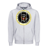 Heather Grey fake seal of the president of the united states Zipper Hoodie - DesigneFamous