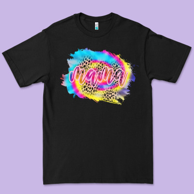 Mama Tie Dye Leopard Premium Tee Designed By Cowcowdesign