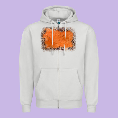 Gemstone Orange Leopard Background Zipper Hoodie Designed By Jahusdesignshop