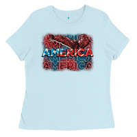 Baby Blue America america america america 4th of july Ladies Tee - FaDigitalArtStudio