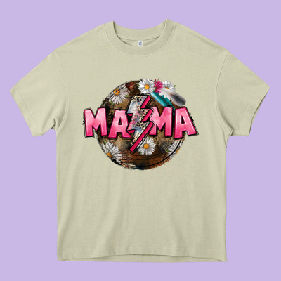 Mama Lightning Bolt Mother's Day Heavy Core Tee Designed By Cowgirlartshop