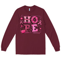 Burgundy Hope Breast Cancer Awareness Fall Long Sleeve Tee - LillyAllenDesigns