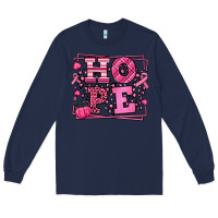 Navy Hope Breast Cancer Awareness Fall Long Sleeve Tee - LillyAllenDesigns