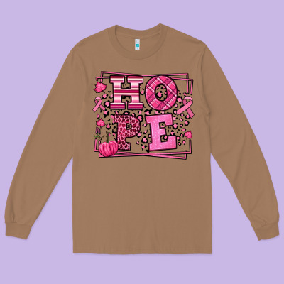 Hope Breast Cancer Awareness Fall Long Sleeve Tee Designed By Lillyallendesigns