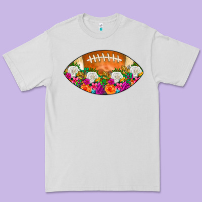American Football Floral Premium Tee Designed By Cowcowdesign