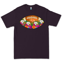 Plum American Football Floral Premium Tee - CowCowDesign