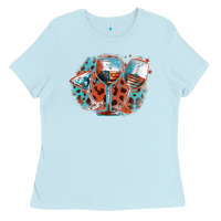 Baby Blue American wines Ladies Tee - FaDigitalArtStudio