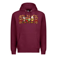 Burgundy Christmas coffee cups Premium Hoodie - Artiststas