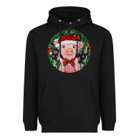 Black Sitting Pig Christmas Heavyweight Hoodie - RanaPortraitStore