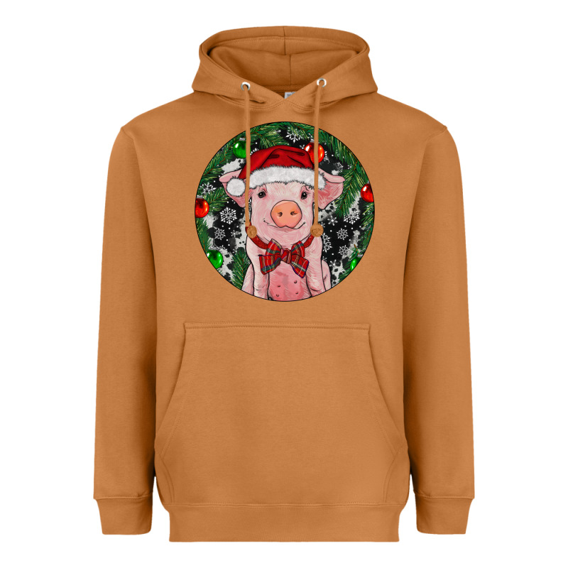 Sitting Pig Christmas Heavyweight Hoodie by RanaPortraitStore | Teevron