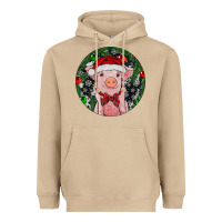 Mushroom Sitting Pig Christmas Heavyweight Hoodie - RanaPortraitStore