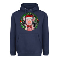 Navy Sitting Pig Christmas Heavyweight Hoodie - RanaPortraitStore