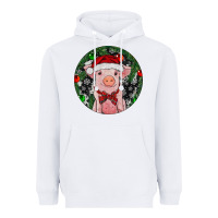 White Sitting Pig Christmas Heavyweight Hoodie - RanaPortraitStore