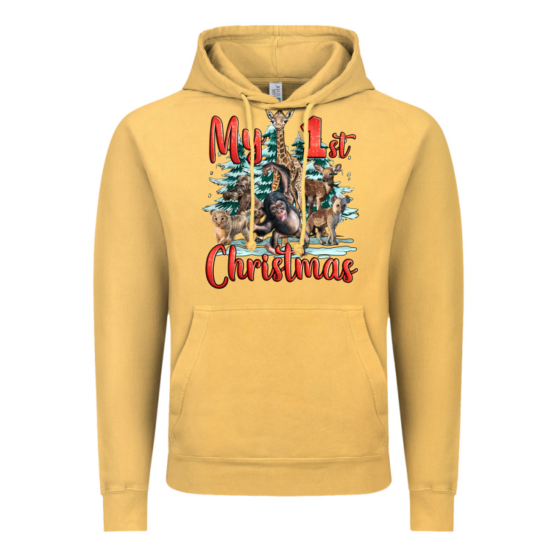 My First Christmas Baby Safari Animals Vintage Hoodie by LillyAllenDesigns | Teevron