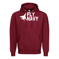 Burgundy fly navy Zipper Hoodie - DesigneFamous