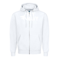 White fly navy Zipper Hoodie - DesigneFamous